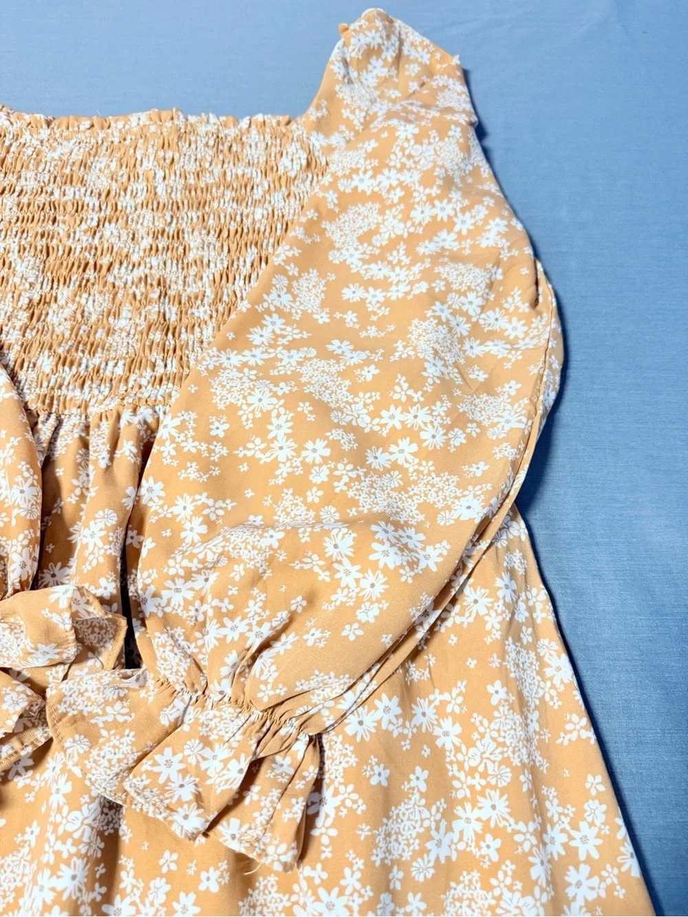 Dokotoo Yellow Floral Smocked Long Sleeve Tiered Midi/Maxi Dress size Large